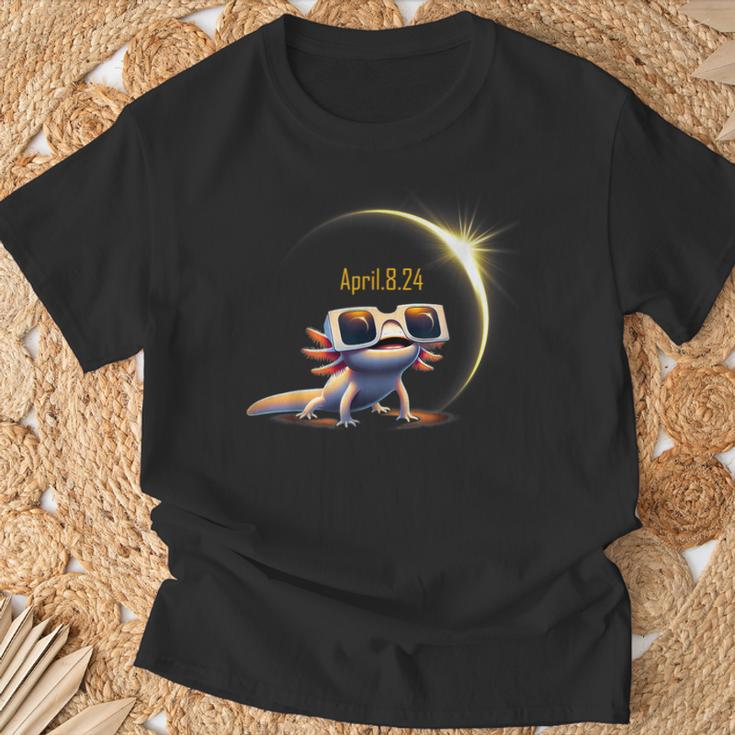 Total Solar Eclipse 2024 Axolotl In Astronomy Glasses T-Shirt Gifts for Old Men