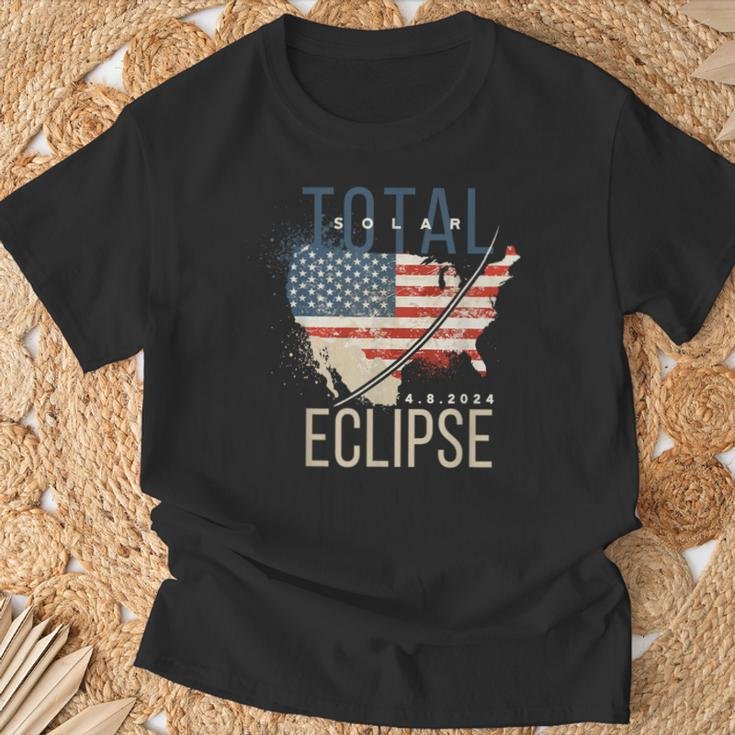 Total Solar Eclipse 2024 Path Of Totality Usa Map Event T-Shirt Gifts for Old Men