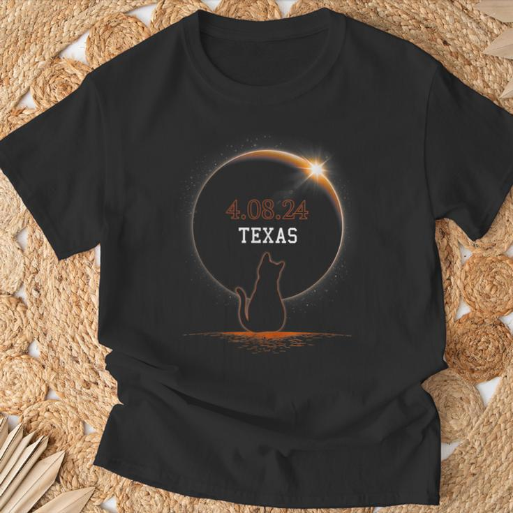 Total Solar Eclipse 2024 State Texas Cat Total Solar Eclipse T-Shirt Gifts for Old Men