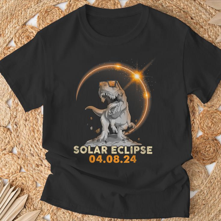 Total Solar Eclipse April 8 2024 America Dinosaurs Trex Dino T-Shirt Gifts for Old Men