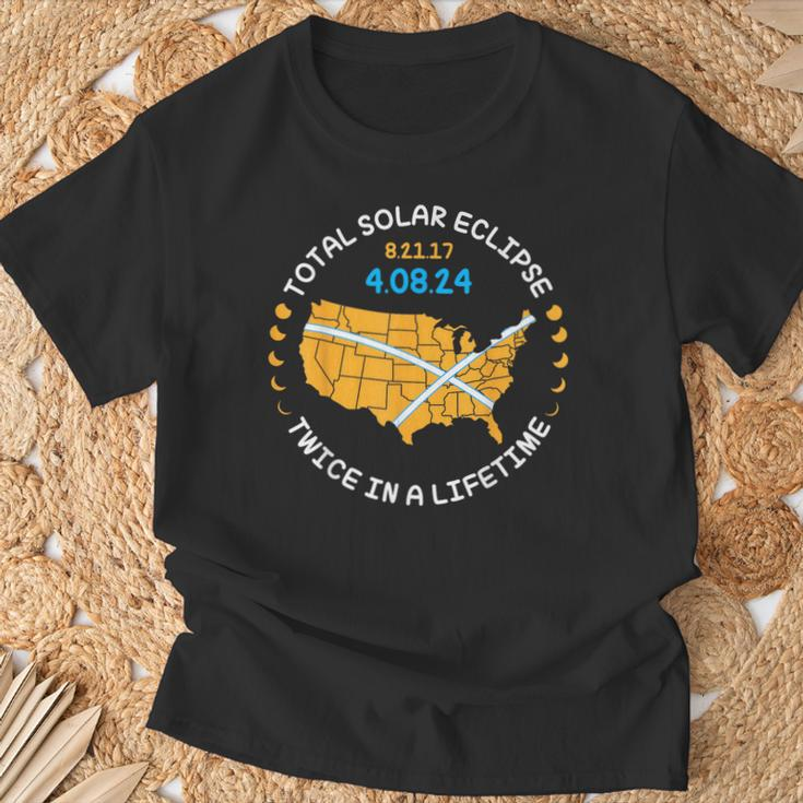 Total Solar Eclipse Aug 21 17 April 8 24 Twice In A Lifetim T-Shirt Gifts for Old Men