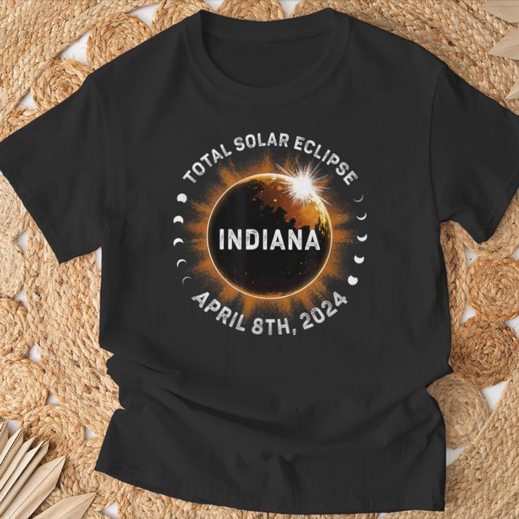 Total Solar Eclipse Path Of Totality April 8Th 2024 Indiana T-Shirt Gifts for Old Men