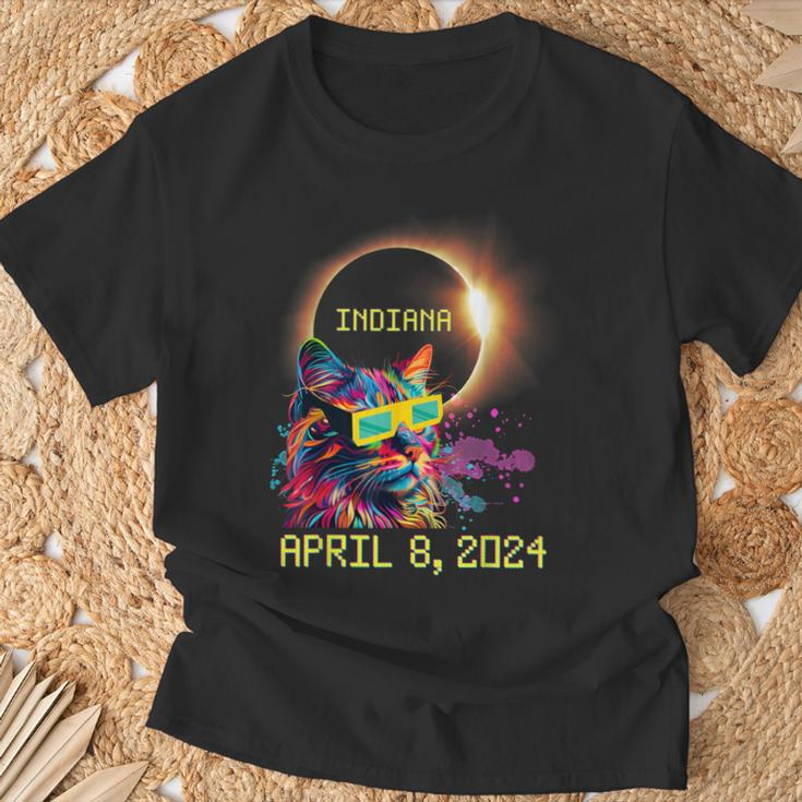 Totality Total Solar Eclipse Cat April 8 2024 Indiana T-Shirt Gifts for Old Men