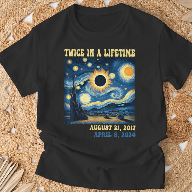 Totality Total Solar Eclipse Twice In A Lifetime Van Gogh T-Shirt Gifts for Old Men