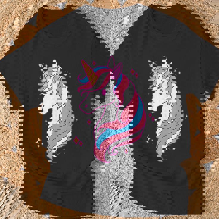Trans Pride Einhorn Lgbt-Trans-Alliierter Black T-Shirt Geschenke für alte Männer