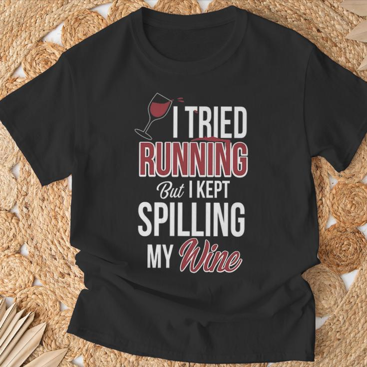 I Tried Running But Kept Spilling My Wine T-Shirt Gifts for Old Men