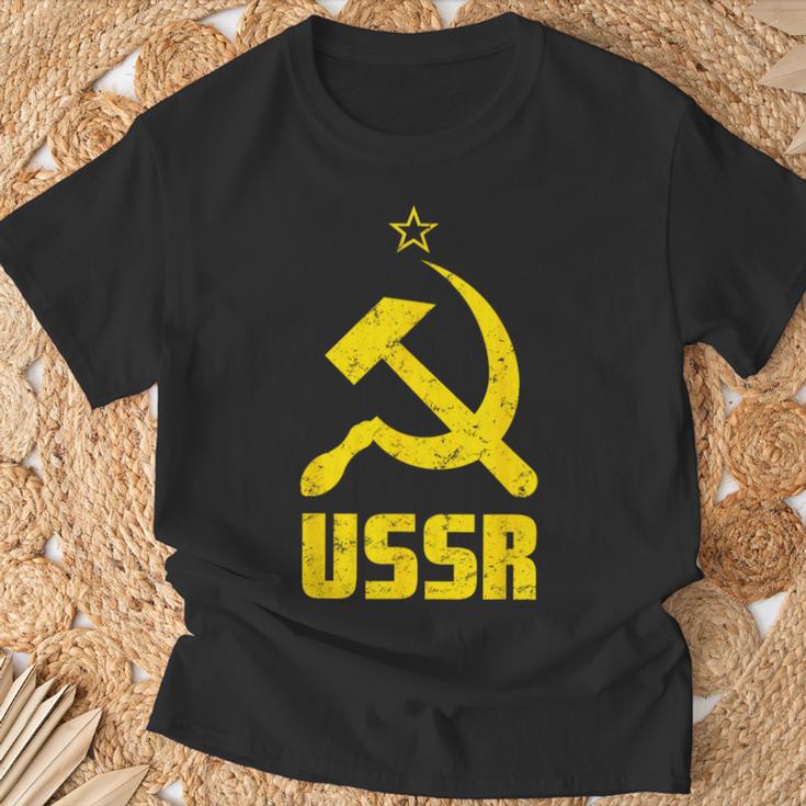 Udssr Used Look Hammer & Sickle Soviet Union Red T-Shirt Geschenke für alte Männer