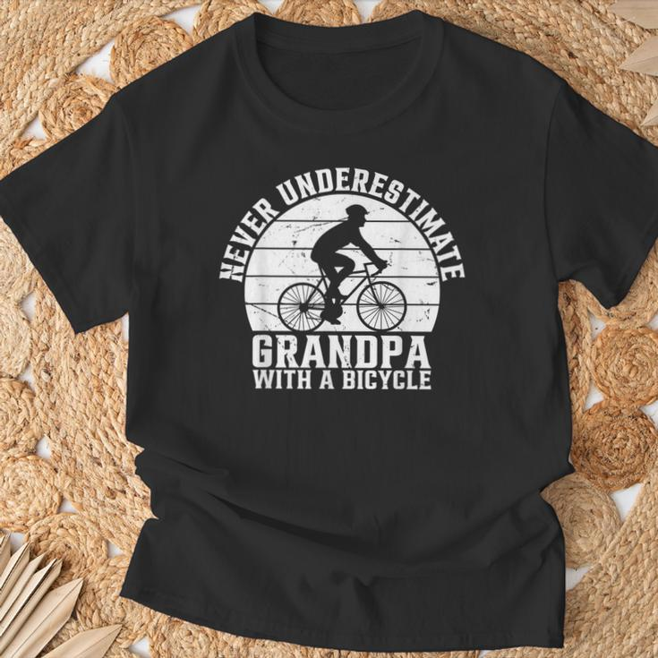 Never Underestimate Grandpa With A Bicycle Racing Bike T-Shirt Gifts for Old Men