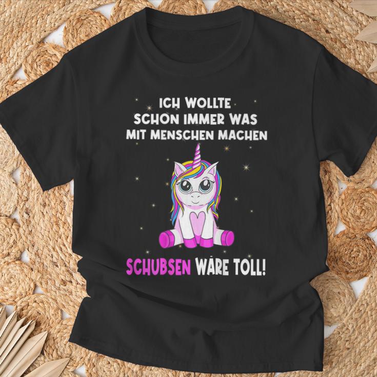 Unicorn Ich Wollte Schon Immer Was Mit Menschen Machen T-Shirt Geschenke für alte Männer