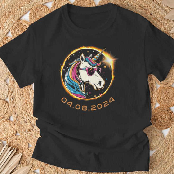 Unicorn With Sunglasses Total Solar Eclipse 2024 T-Shirt Gifts for Old Men