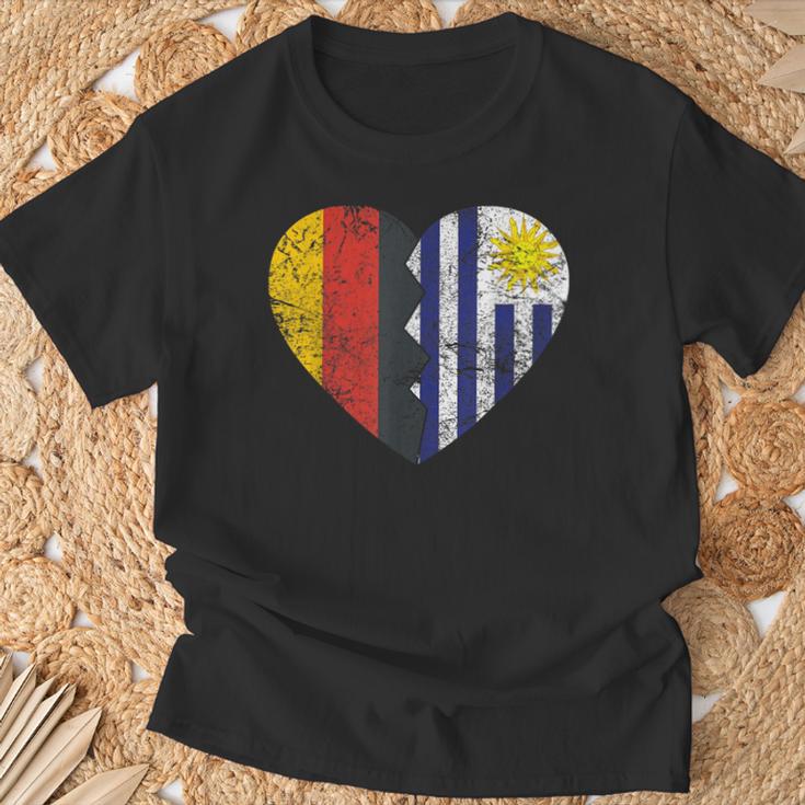 Uruguayische Deutsche Flagge Herz Deutschland Uruguay Flagge Wurzeln T-Shirt Geschenke für alte Männer