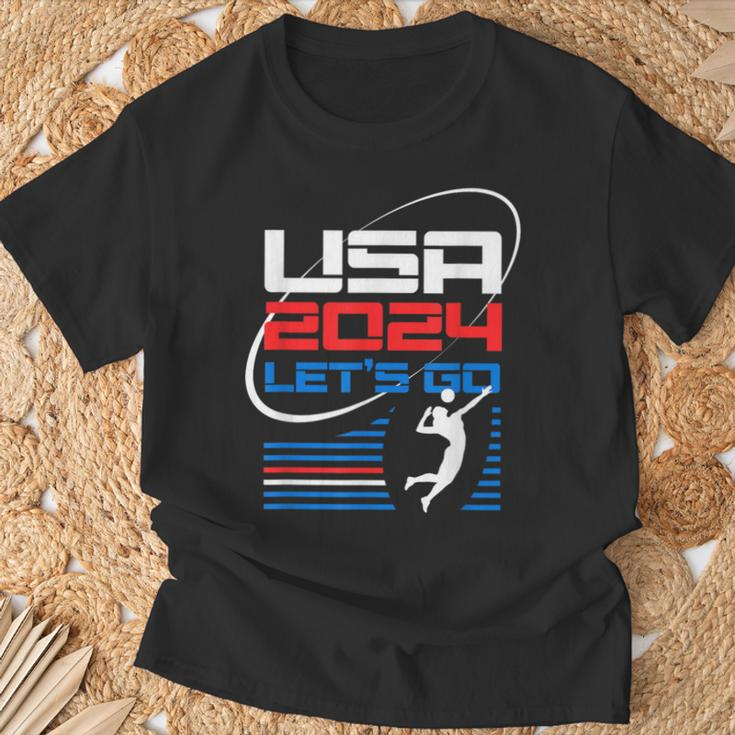 Usa 2024 United States American Sport 2024 Volleyball T-Shirt Gifts for Old Men