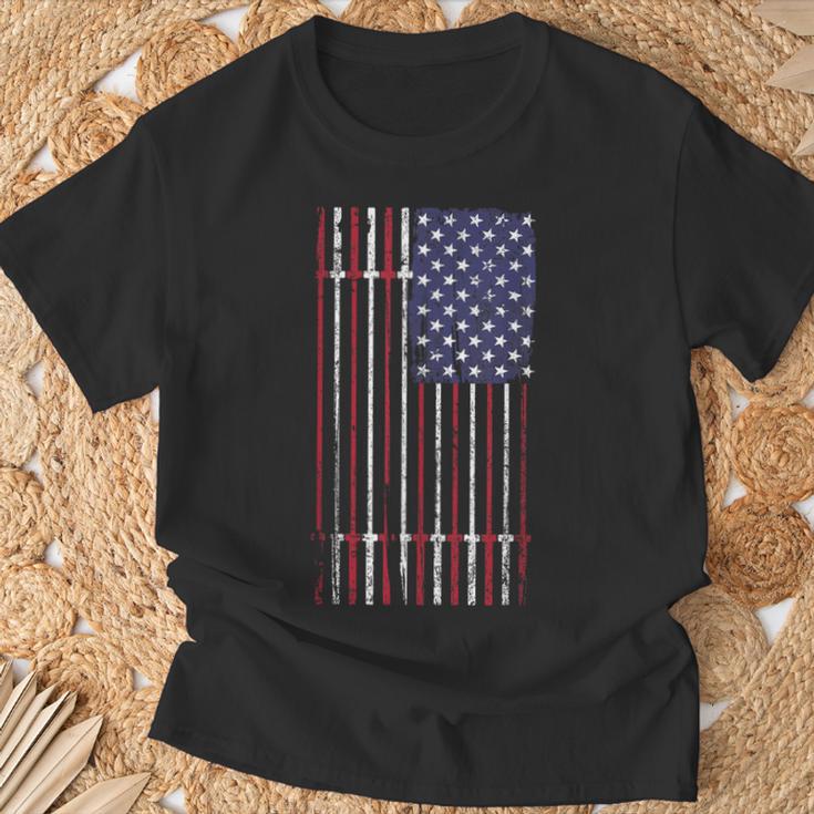 Usa Flag Barbell T-Shirt Geschenke für alte Männer