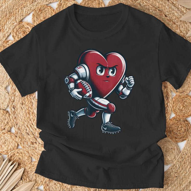 Valentine's Day Heart Football Player Team Sports T-Shirt Gifts for Old Men