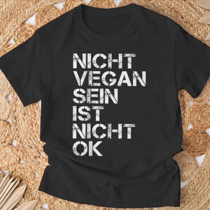 Vegan Saying Nicht Vegan Sein Ist Nicht Ok Vegan Black T-Shirt Geschenke für alte Männer