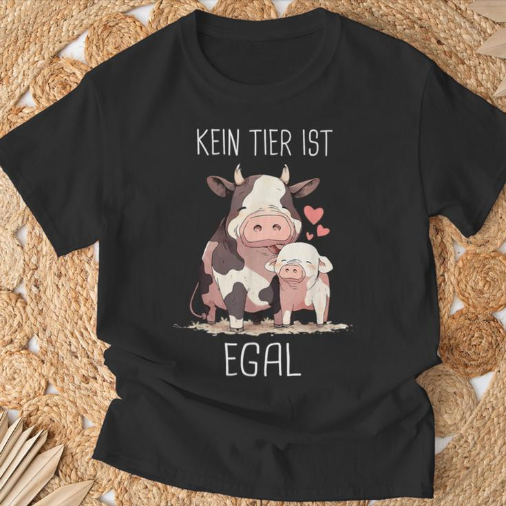 Vegetarier Kein Tier Ist Egal Veganer Kuh Schwin German T-Shirt Geschenke für alte Männer