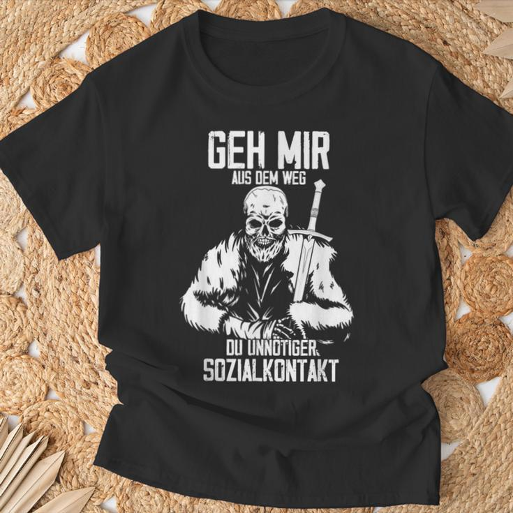 Viking Geh Mir Aus Dem Weg Herren T-Shirt in Schwarz, Spruch für Abstand Geschenke für alte Männer