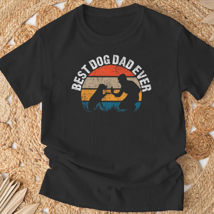 Vintage Best Dog Dad Ever Retro Fist Pump Puppy Doggy T-Shirt Geschenke für alte Männer