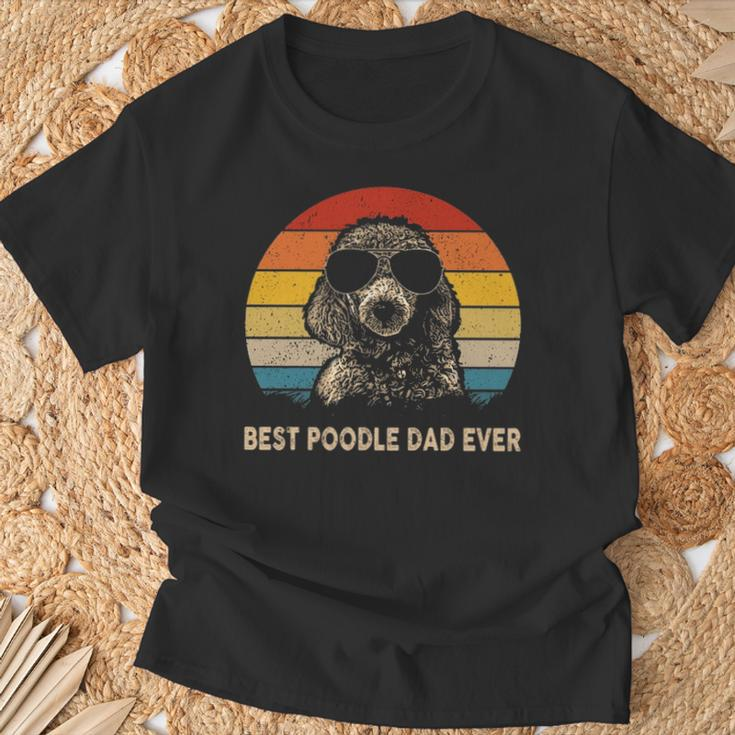 Vintage Best Poodle Dad Ever Dog Daddy Father T-Shirt Gifts for Old Men