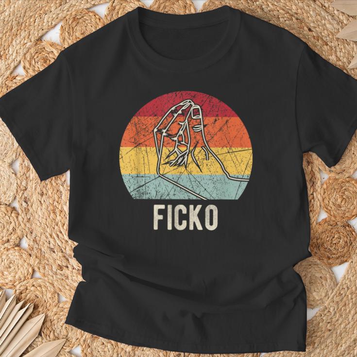 Vintage Du Bisch Ein Ficko Italian Gesture Handmark T-Shirt Geschenke für alte Männer