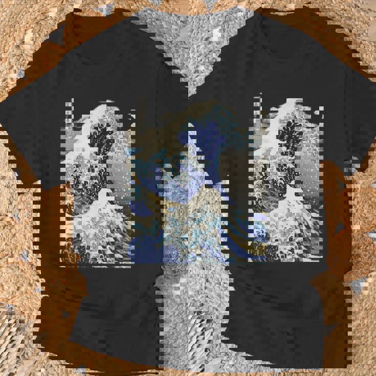 Vintage Japonés Tatuaje Arte Kanagawa La Gran Ola Camiseta unisex Regalos para ancianos