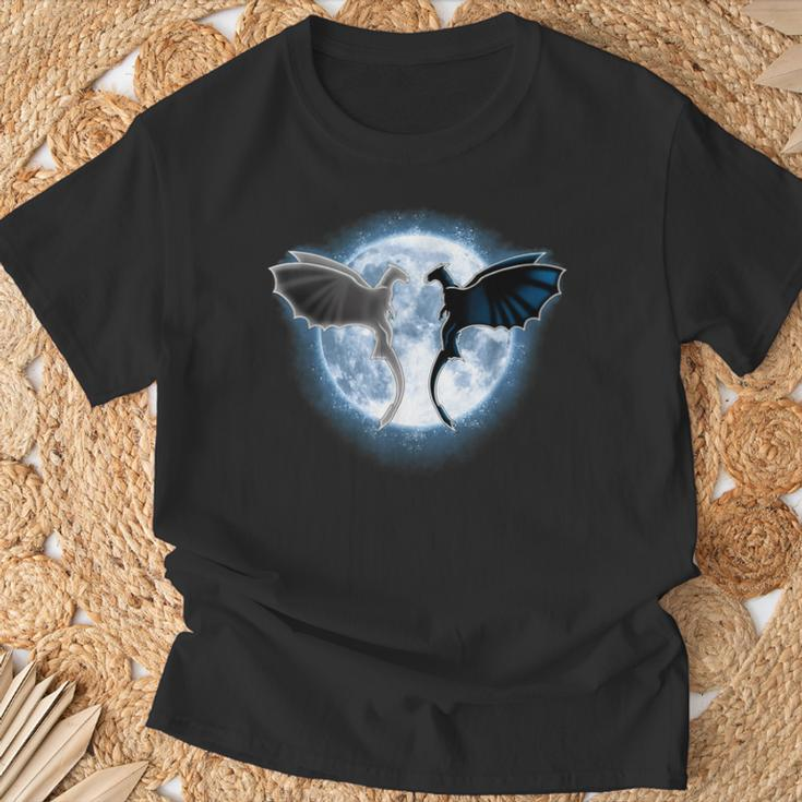 Vintage Movie Toothless Light Fury In The Moon Sweet Couple T-Shirt Gifts for Old Men
