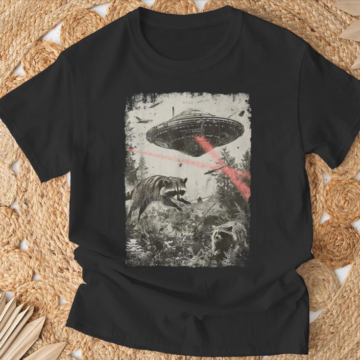 Vintage Raccoon Ufo Alien Animal Raccoon T-Shirt Geschenke für alte Männer
