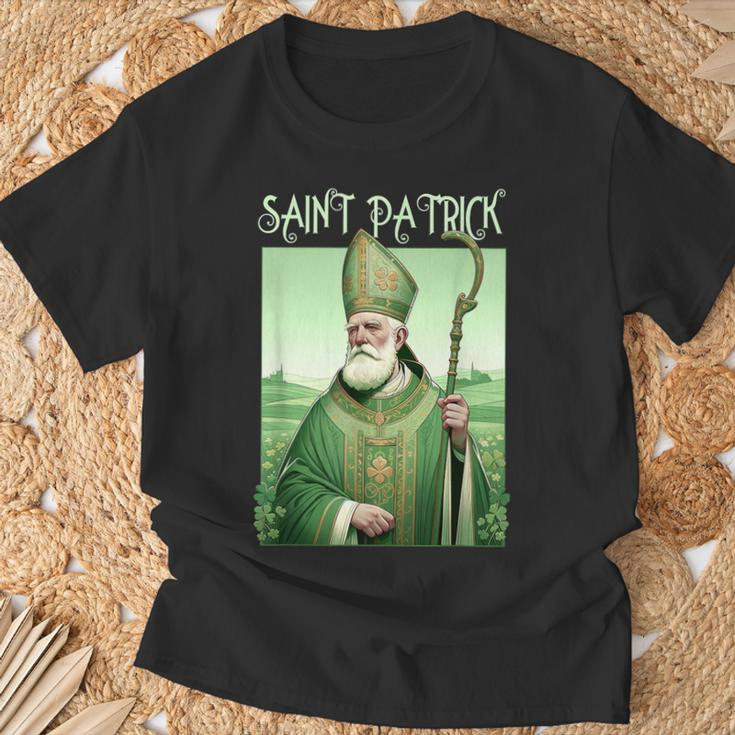 Vintage St Patrick Saint Patty Clover Catholic Prayer Faith T-Shirt Gifts for Old Men