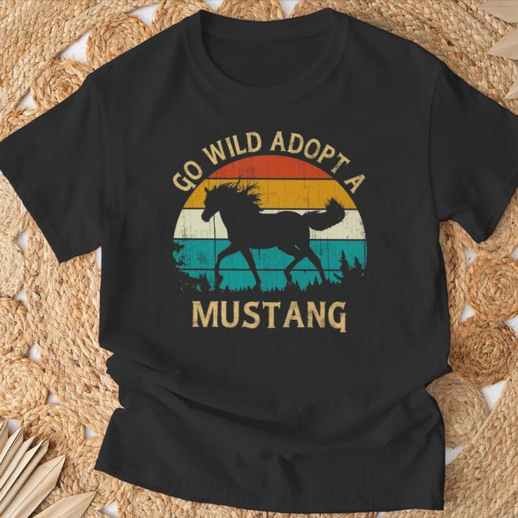 Vintage Sunset Wild Mustang Horse Go Wild Adopt A Mustang T-Shirt Gifts for Old Men