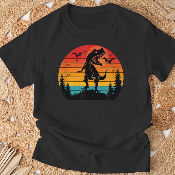 Vintage T-Rex Dinosaurier März Retro Sonnenuntergang Dinosaurier T-Shirt Geschenke für alte Männer