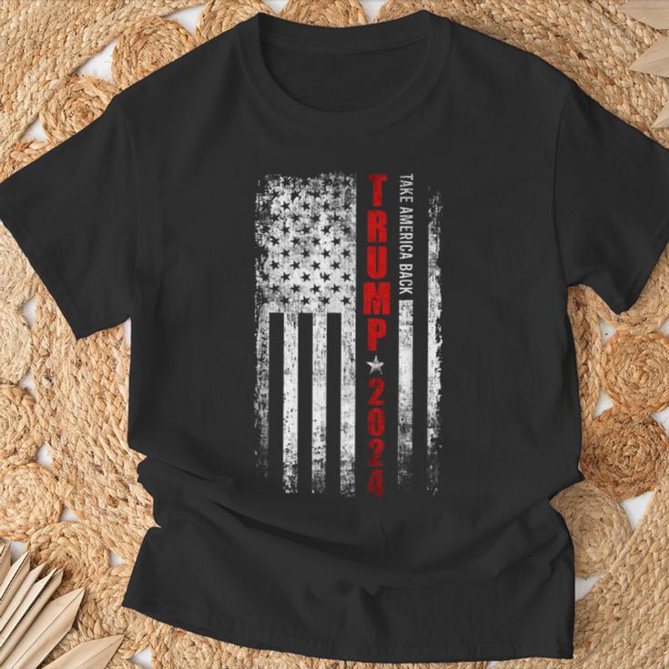 Vintage Trump 2024 Take America Back American Flag Patriotic T-Shirt Gifts for Old Men
