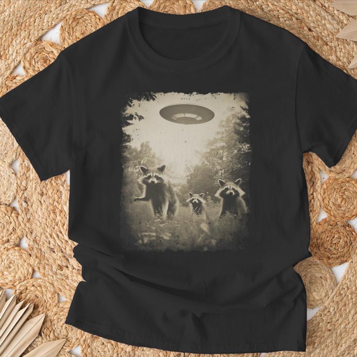 Vintage Waschbär Raccoon Ufo Alien Motiv Tier Waschbär T-Shirt Geschenke für alte Männer