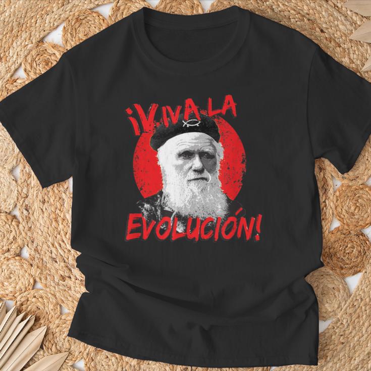 Viva La Evolución Darwin Camiseta unisex Regalos para ancianos