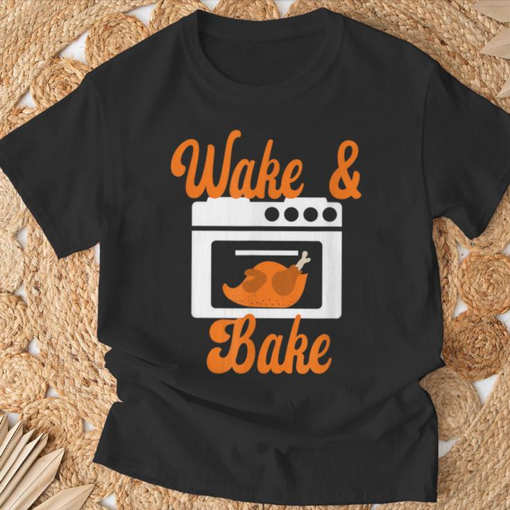 Wake & Bake Thanksgiving Truthahn Lustiger Papa Witz Friendsgiving T-Shirt Geschenke für alte Männer