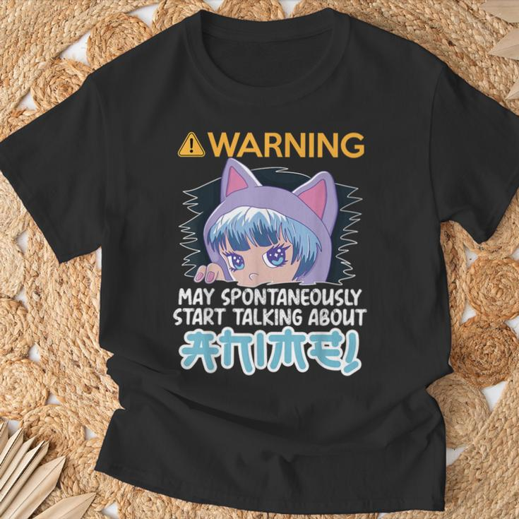 Warning May Spontaneously Talk About Anime N Manga Girl T-Shirt Gifts for Old Men