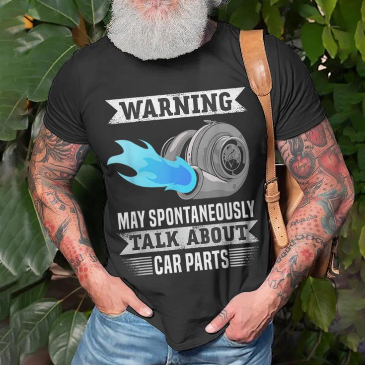 Warning May Spontaneously Talk About Car Parts T-Shirt Gifts for Old Men