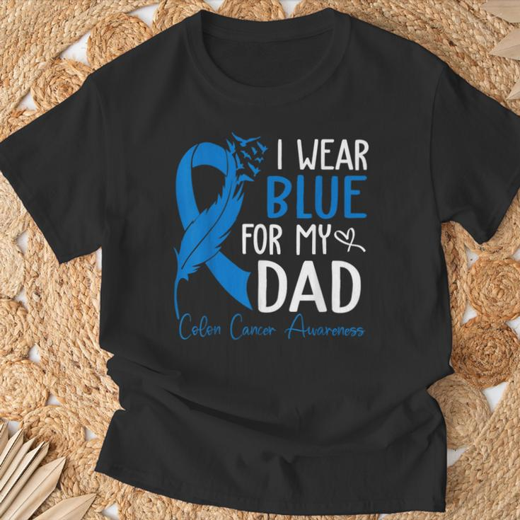 I Wear Blue For My Dad Warrior Colon Cancer Awareness T-Shirt Gifts for Old Men