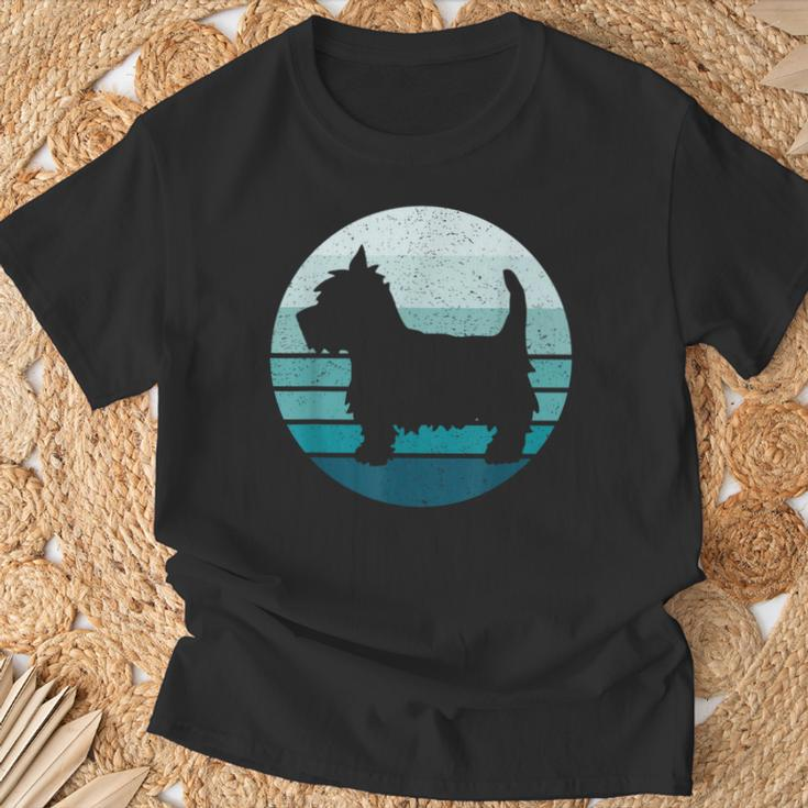 West Highland Terrier Westie Blue Retro Moon T-Shirt Geschenke für alte Männer