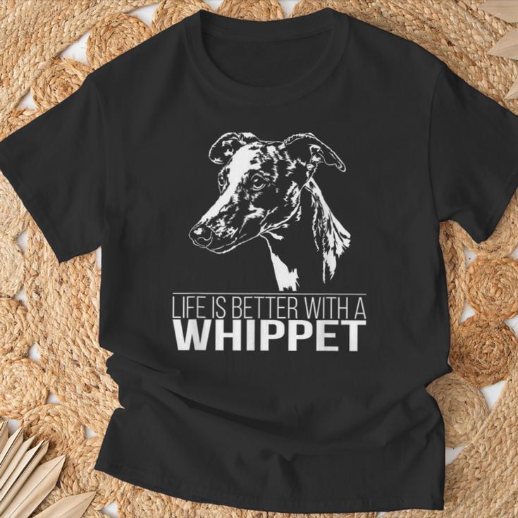 Whippet Life Is Better Greyhounds Dog Slogan T-Shirt Geschenke für alte Männer