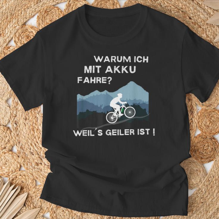 Why Ich Mit Akku Fahre Weil Geiler Ist E-Bike Cyclist T-Shirt Geschenke für alte Männer