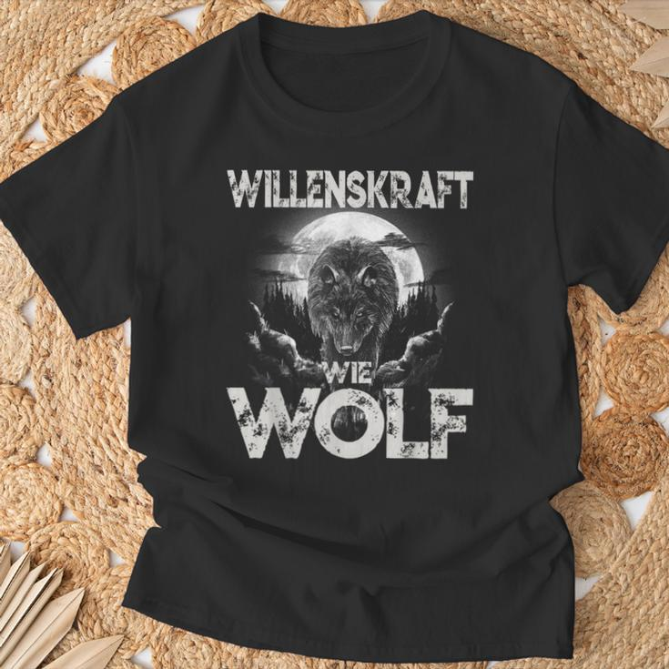 Willenskraft Wie Wolf Motivation Outdoor Survival T-Shirt Geschenke für alte Männer