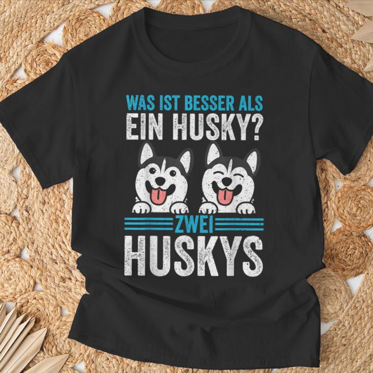 Zwei Husky Dog Husky T-Shirt Geschenke für alte Männer