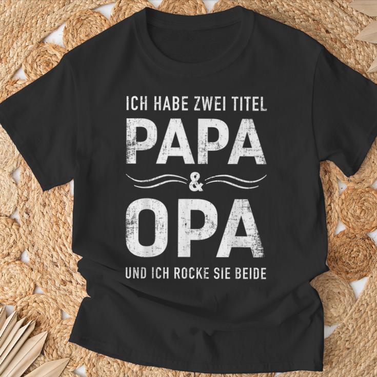 Zwei Titel Papa Opa Füratertag Geburtstag Weihnachten T-Shirt Geschenke für alte Männer