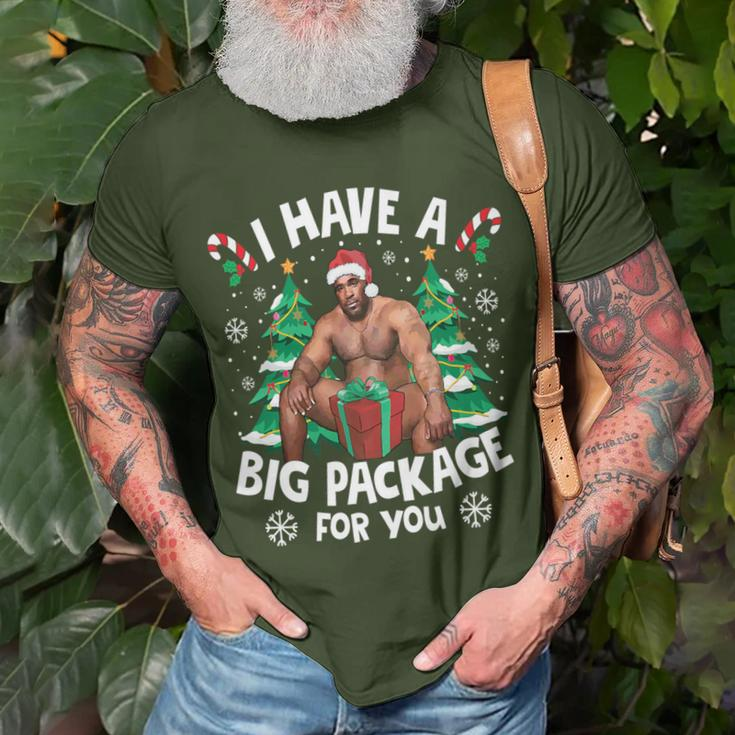 Christmas I Have A Big Package For You Naughty Big Black Guy T-Shirt Gifts for Old Men