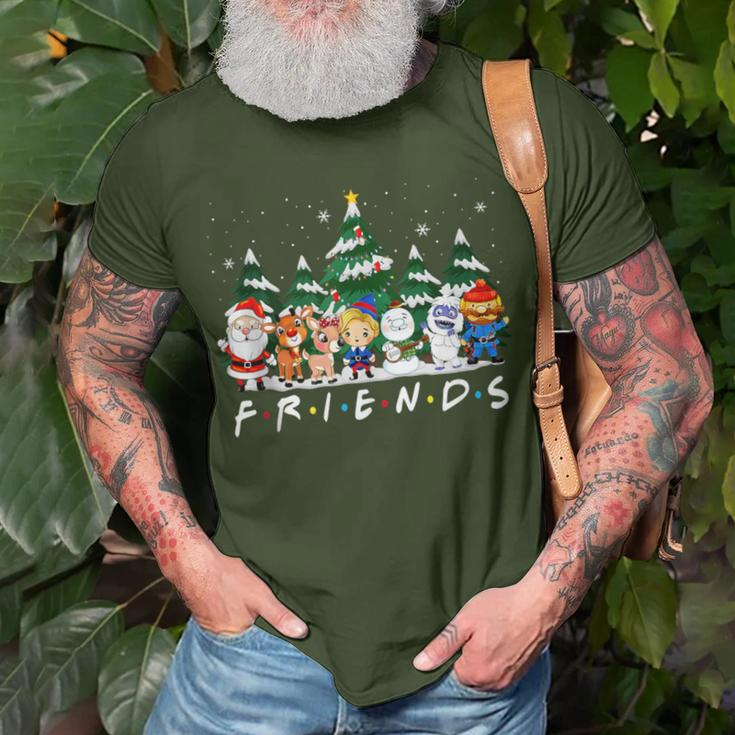 Christmas Friends Santa Rudolph Snowman Xmas Family Pajamas T-Shirt Gifts for Old Men