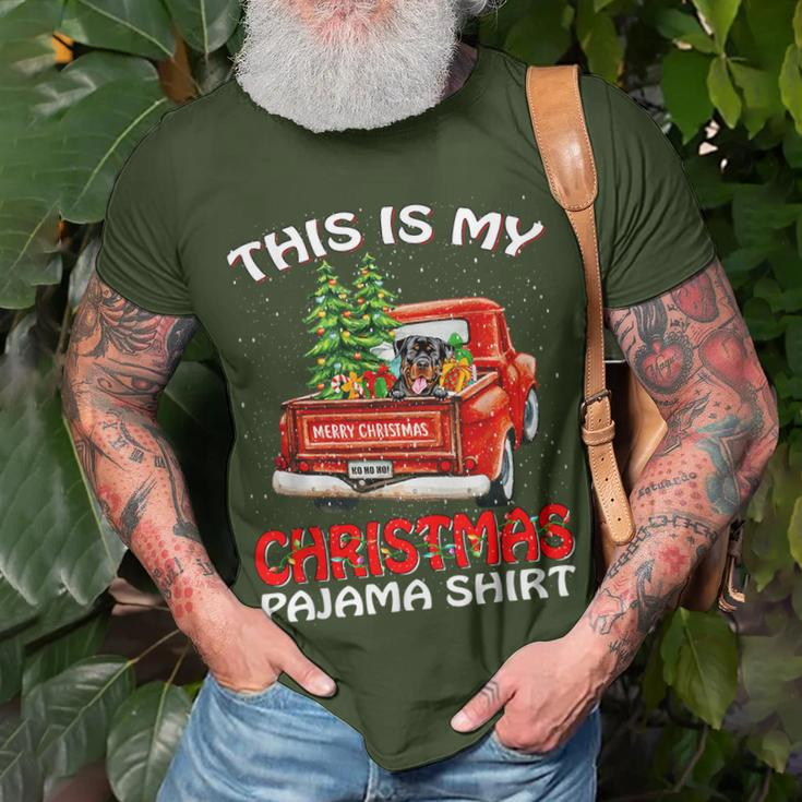 This Is My Christmas Pajama Rottweiler Truck Red T-Shirt Gifts for Old Men