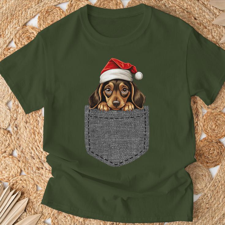 Dachshund Pocket Dog Christmas Black T-Shirt Geschenke für alte Männer