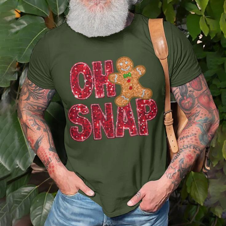 Faux Sequins Oh Snap Christmas Gingerbread Family Matching T-Shirt Gifts for Old Men