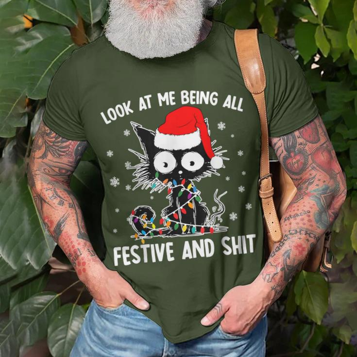 Look At Me Being All Festive And Shits Cat Christmas T-Shirt Gifts for Old Men
