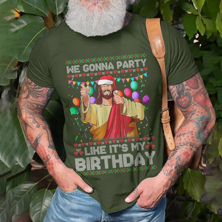 We Gonna Party Like It's My Birthday Ugly Christmas Sweater T-Shirt Gifts for Old Men